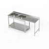 Nerezový stôl s dvojdrezom a priestorom na umývačku riadu 230x60x85 cm | FORGAST