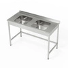 Nerezový stôl s 2-komorovým drezom 150x70x85 cm | FORGAST
