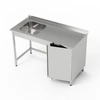 Nerezový stôl s umývadlom s 1 miskou a skrinkou 120x70x85 cm | FORGAST