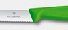 Nôž na zeleninu a ovocie Swiss Classic, zúbkovaná čepeľ, zelený, dĺžka čepele 10 cm | VICTORINOX 6.7734.C1