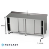 Pracovný stôl z nehrdzavejúcej ocele s 2 skrinkami 200x60x85 cm | FORGAST