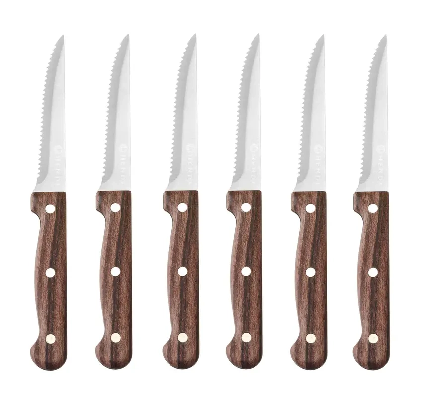 Nôž na steaky Profi Line, 6 ks, 21 cm, hnedý | HENDI 783085