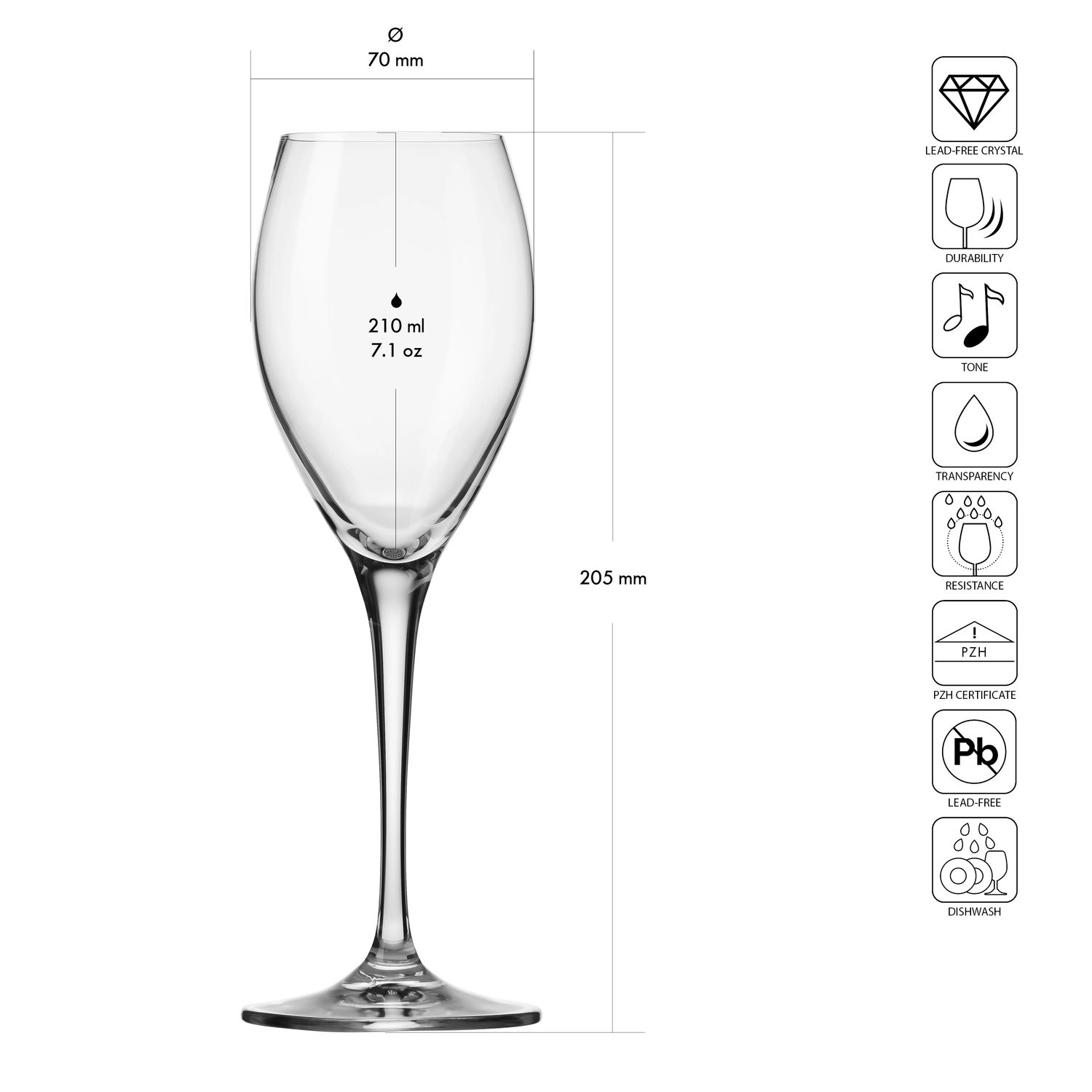 Poháre na šampanské a prosecco, SPARKLING WINE 210, 210 ml, sada 6 kusov | KROSNO GLASS F579171019004080