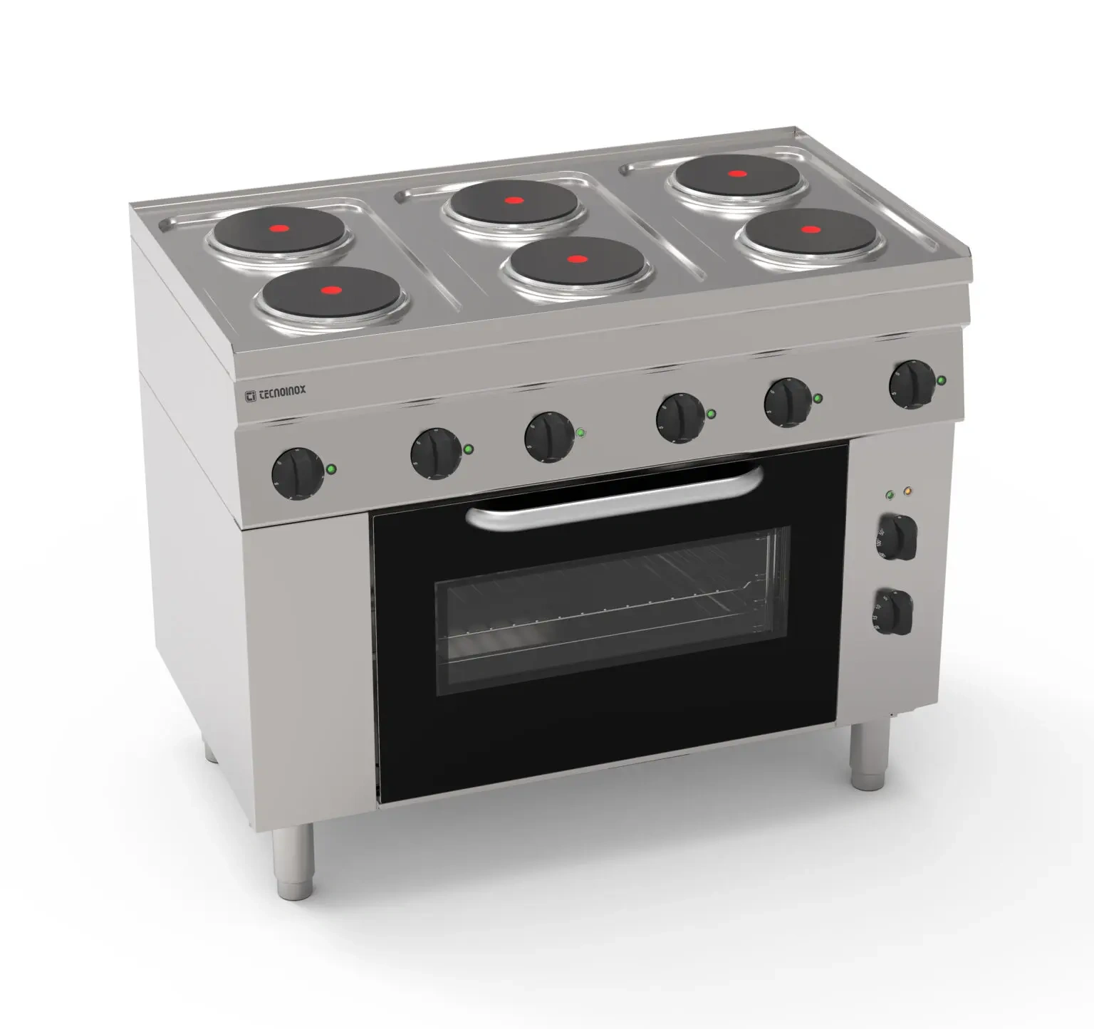 Elektrický sporák 6-horákový s elektrickou rúrou, 12+2.5 kW, 400 V | TECNOINOX 116009