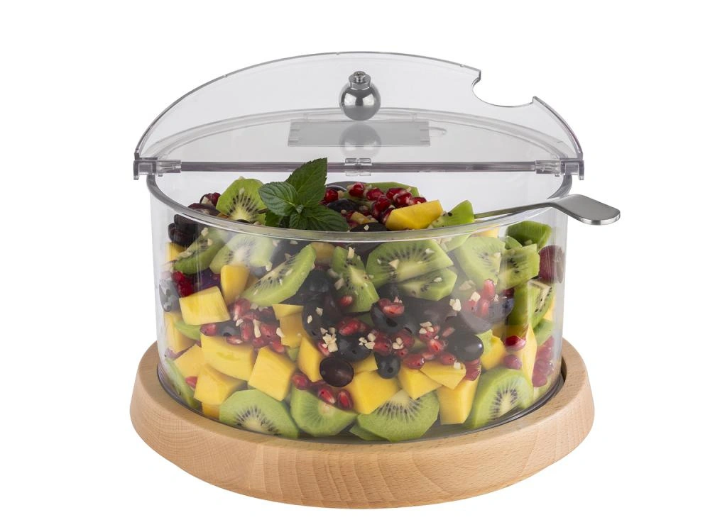 Veľká chladiaca miska s drevenou základňou TOP FRESH s vložkou a pokrievkou, 26x19 cm | APS 11818