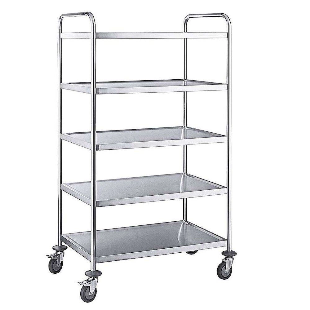 Čašnícky vozík 5-polícový, nehrdzavejúca oceľ, 83x51x154 cm | CONTACTO 7004/005