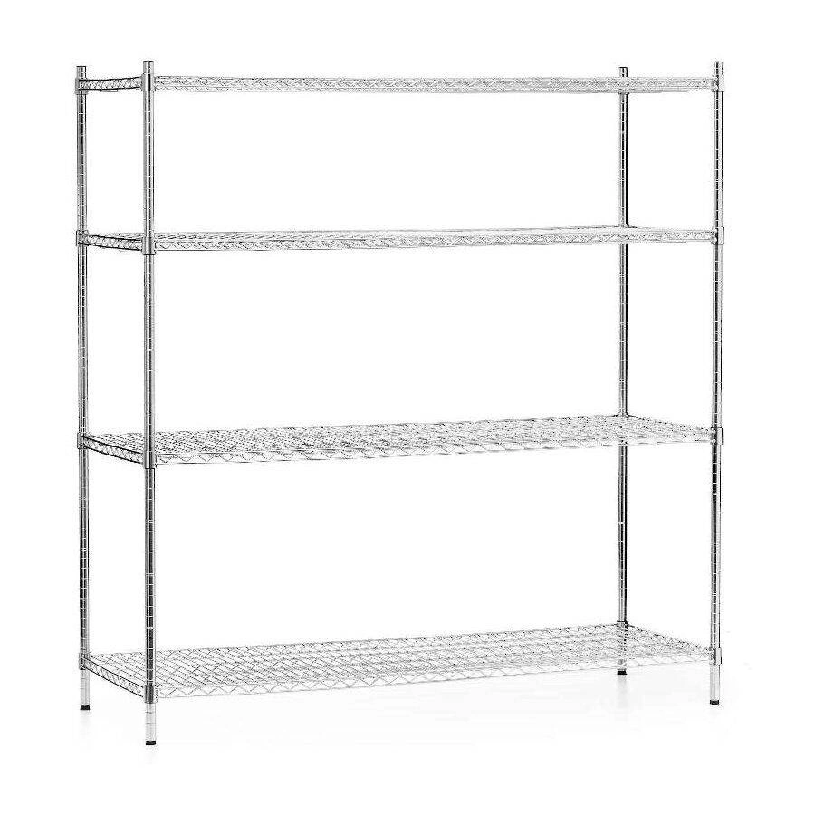 Skladací skladový regál z chrómovanej ocele, 4 police, 152x61x180 cm | FORGAST FG15139