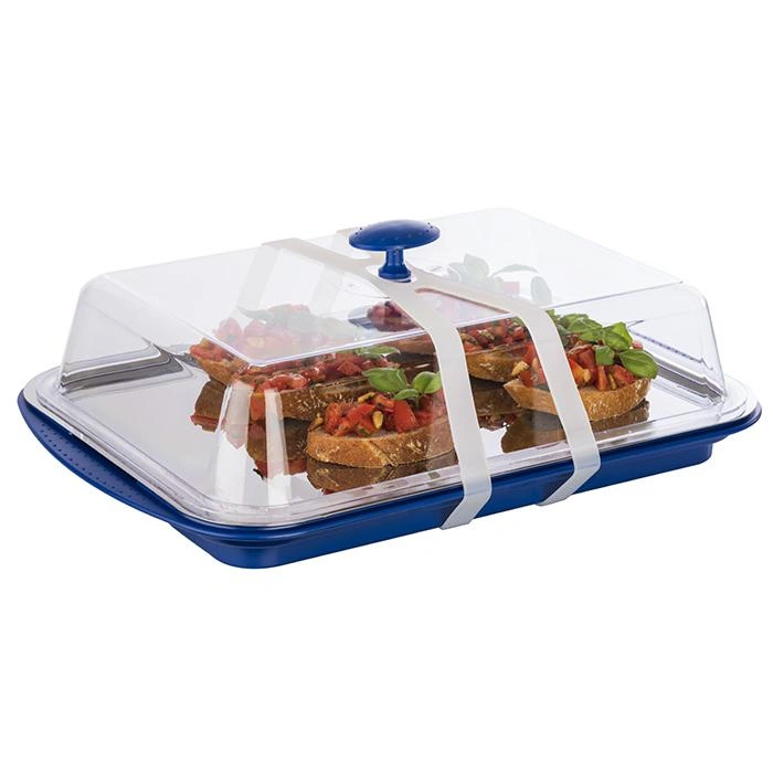 Podnos s chladiacou vložkou a pokrievkou, modrý 43x29x14 cm | APS 9090