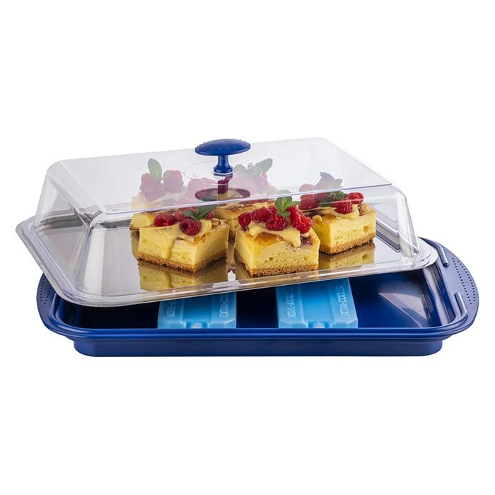 Podnos s chladiacou vložkou a pokrievkou, modrý 43x29x14 cm | APS 9090
