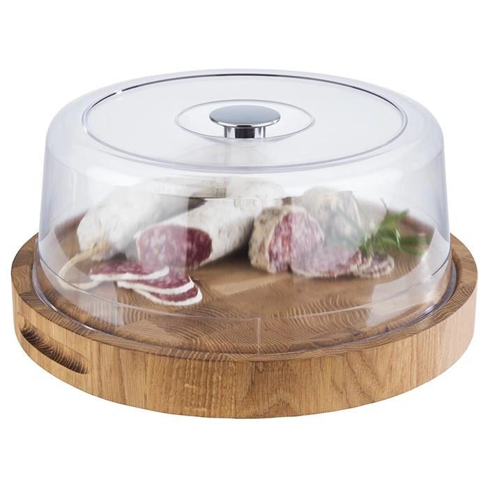 Servírovacia doska OKLA, okrúhla, z dubového dreva, hnedá, 33x4.5 cm | APS 805