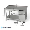 Pracovný stôl z nehrdzavejúcej ocele so skrinkou a spodnou policou 170x60x85 cm | FORGAST