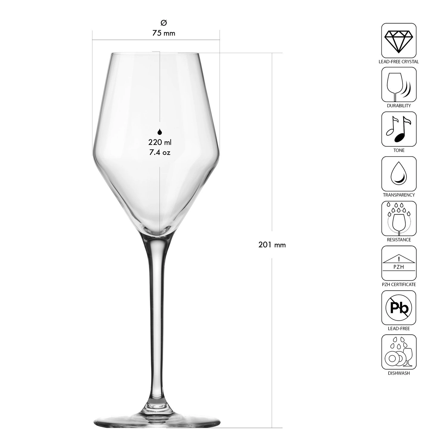 Poháre na šampanské a prosecco, SPARKLING WINE 210, 210 ml, súprava 6 kusov | KROSNO GLASS F57D486017501010