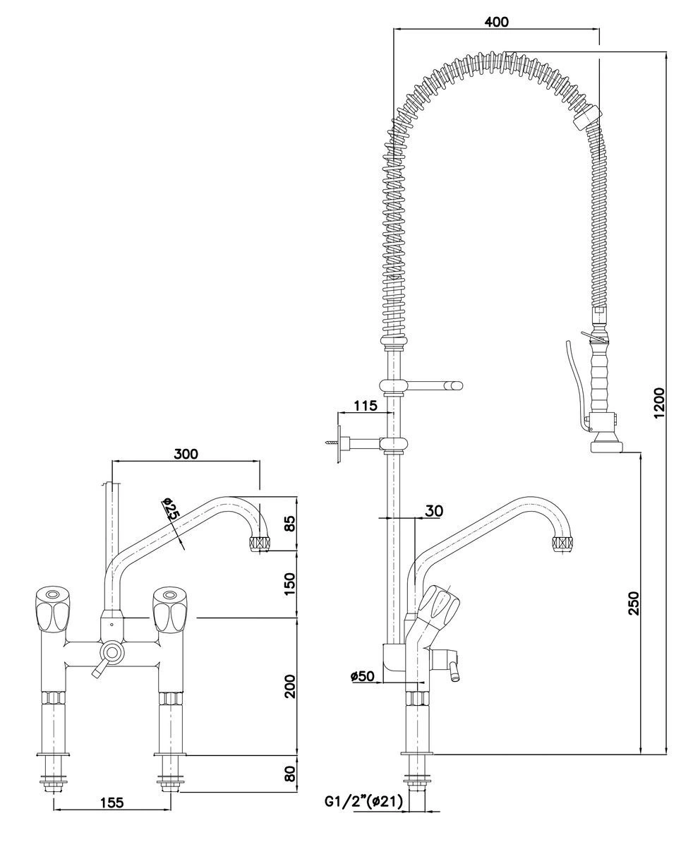 Batéria zmiešavacia dvojrukoväťová. 40L-1802B | BARTSCHER 400137