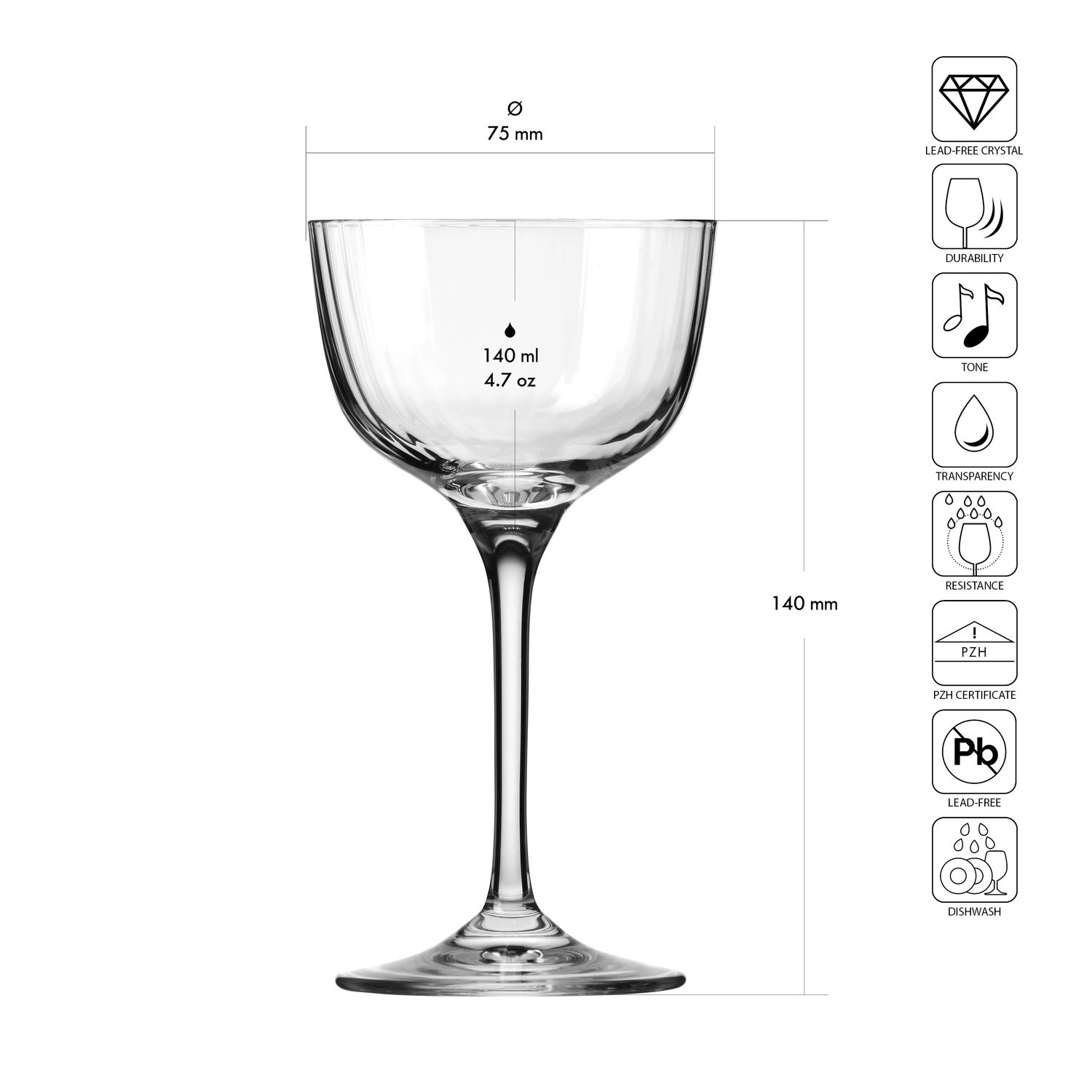 Pohár XNO NICK & NORA 140, 140 ml, sada 6 kusov | KROSNO GLASS F57D479013001010
