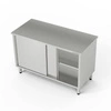 Priechodný pracovný stôl z nerezovej ocele so skrinkou 190x60x85 cm | FORGAST