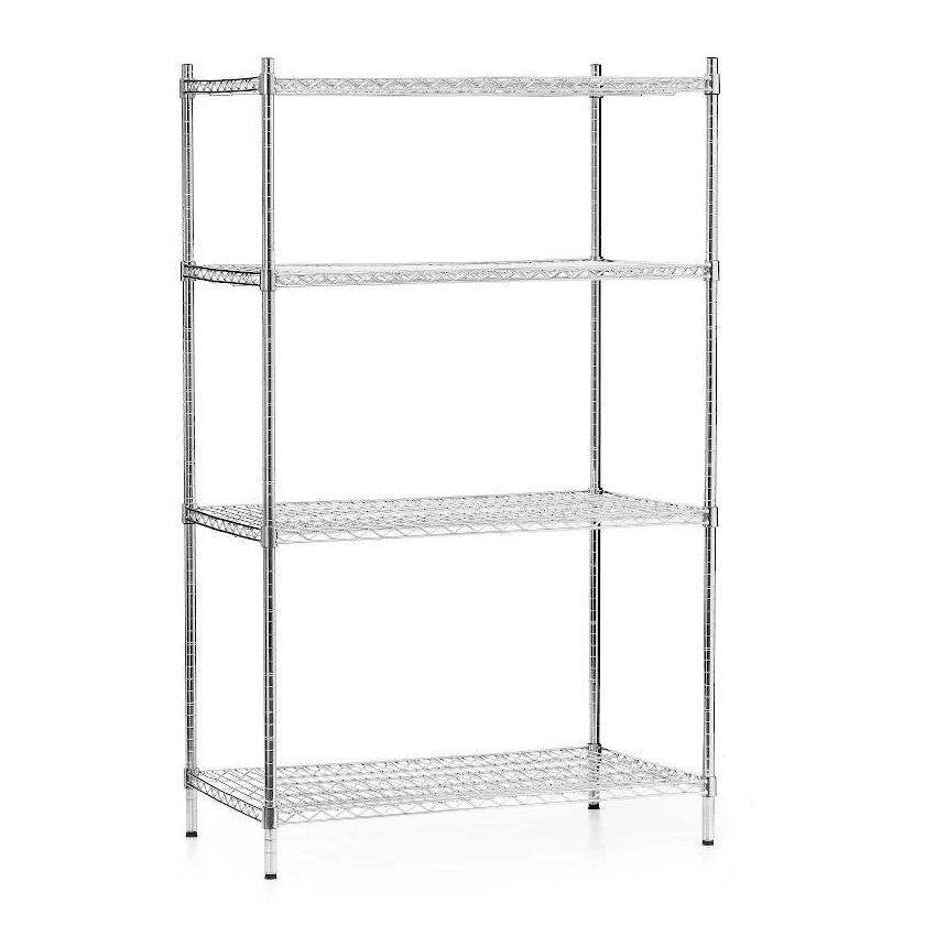 Skladací skladový regál z chrómovanej ocele, 4 police, 91x61x180 cm | FORGAST FG15136