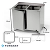 Nerezový stôl s 2-miskovým drezom a skrinkou 130x60x85 cm | FORGAST