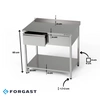 Pracovný stôl z nehrdzavejúcej ocele so zásuvkami a spodnou policou 80x60x85 cm | FORGAST