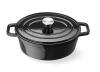 Smaltovaný liatinový hrniec, 4,4 l čierny, 36,5x29x(V)11,5 cm, oválny | HENDI 626887