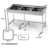 Nerezový stôl s 3-komorovým drezom 210x60x85 cm | FORGAST