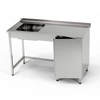 Nerezový stôl s jednokomorovým drezom a skrinkou 160x60x85 cm | FORGAST