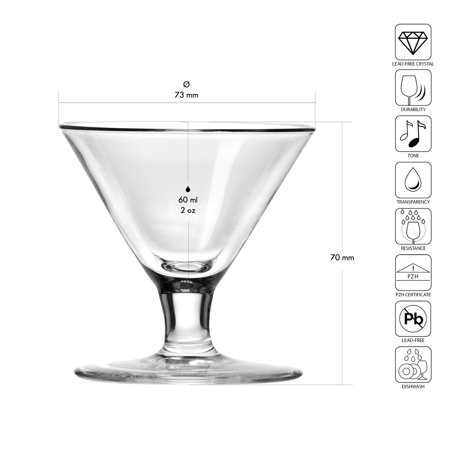 Poháre na MARTINI 60, 60 ml, súprava 6 kusov | KROSNO GLASS F57D521005001020