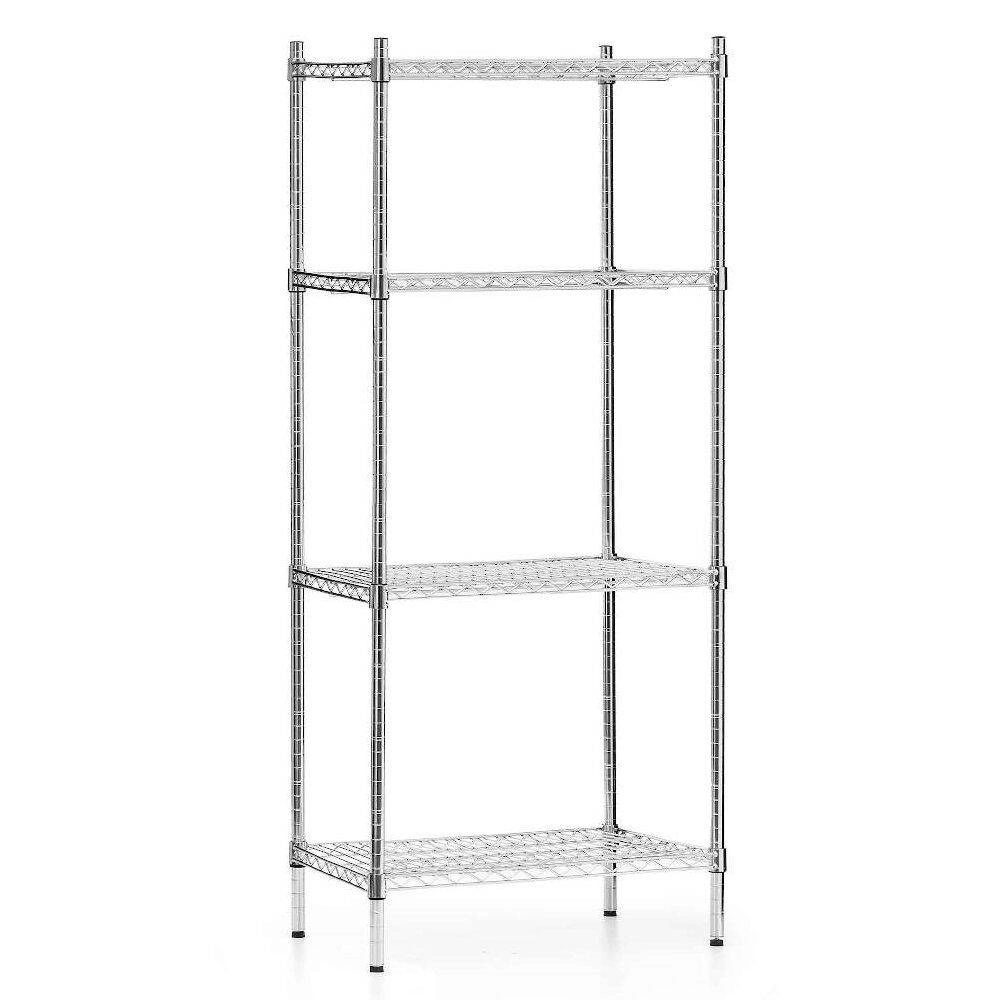 Skladací skladový regál z chrómovanej ocele, 4 police, 61x45,5x180 cm | FORGAST FG15131