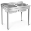 Nerezový stôl s 2-komorovým drezom 100x60x85 so skrutkami | FORGAST FG15335