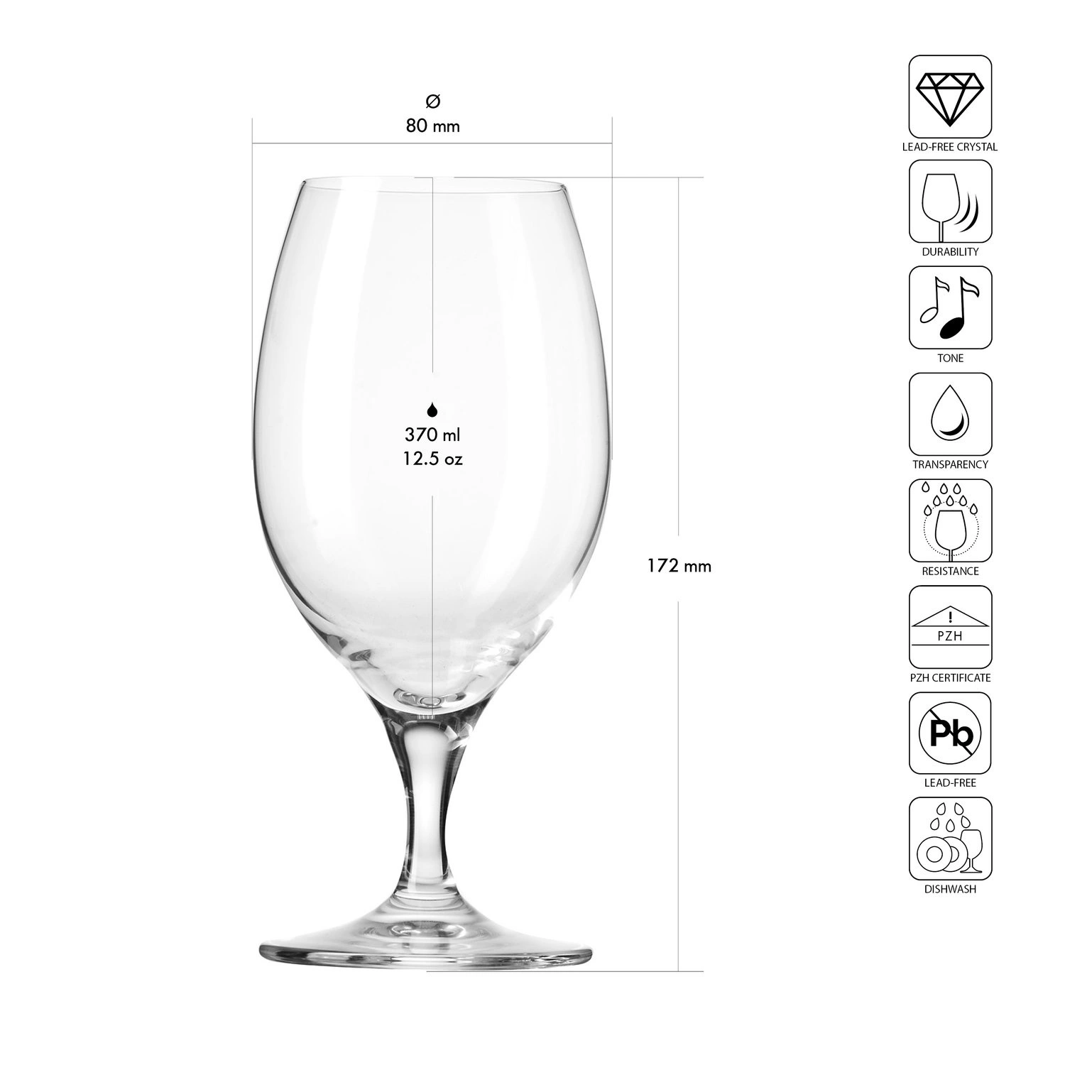 Poháre BEER GOBLET 370, XNO, 370 ml, súprava 6 kusov | KROSNO GLASS FKMD127036002000