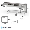 Nerezový stôl s 2-miskovým drezom, priestorom na umývačku riadu a vývodom na odpad 200x70x85 cm | FORGAST