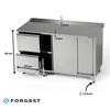Pracovný stôl z nehrdzavejúcej ocele so skrinkou a blokom zásuviek 210x60x85 cm | FORGAST