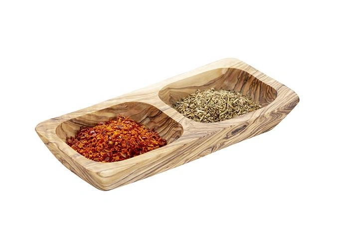 Miska OLIVE z olivového dreva, dvojitá, 17.5x8.5x2.5 cm, 150 ml | APS 1014