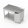 Pracovný stôl z nehrdzavejúcej ocele so skrinkou a spodnou policou 140x70x85 cm | FORGAST