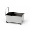 Nerezový 1-komorový mobilný nízky bazén (40 cm hlboký) 90x60x85 cm | FORGAST