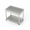 Nerezový pracovný stôl s policou na kolieskach 180x60x85 cm | FORGAST