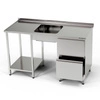 Nerezový stôl s umývadlom s 1 miskou a blokom s 2 zásuvkami 150x70x85 cm | FORGAST
