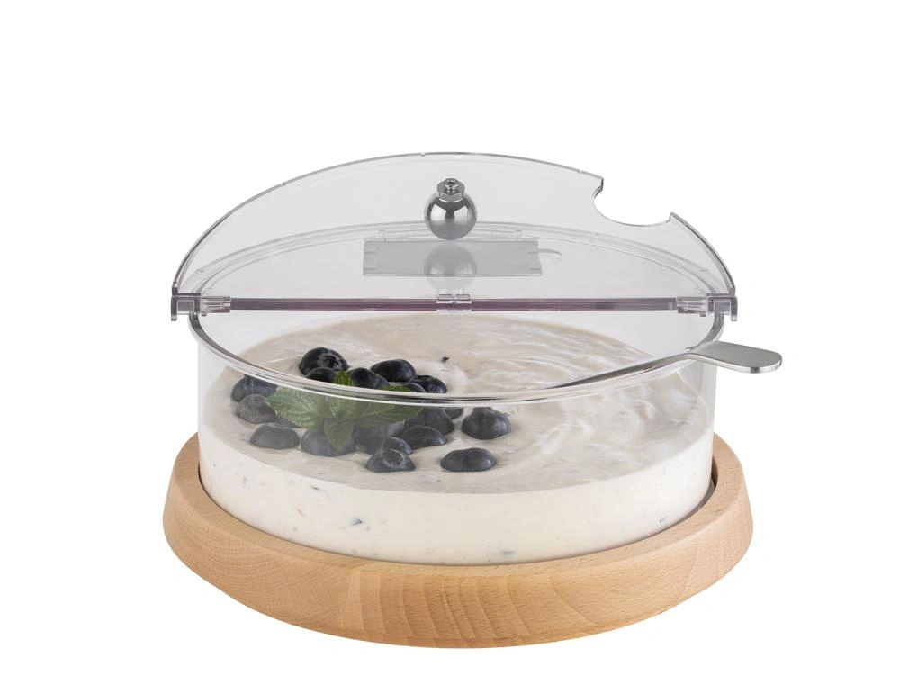 Veľká chladiaca misa s drevenou základňou TOP FRESH s vložkou a pokrievkou, 26x15 cm | APS 11817