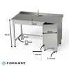 Pracovný stôl z nehrdzavejúcej ocele so skrinkou 140x70x85 cm | FORGAST