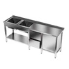 Nerezový stôl s 2-komorovým drezom 280x70x85 cm | FORGAST