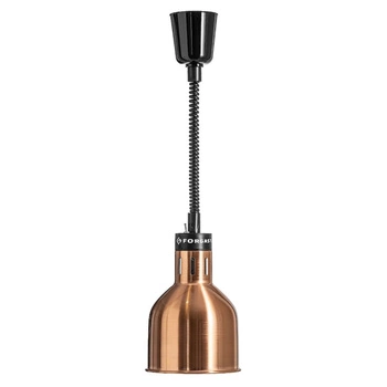Medená ohrievacia lampa na jedlá, valcová 0,25 kW, nastavenie výšky 60-180 cm | FORGAST FG03340