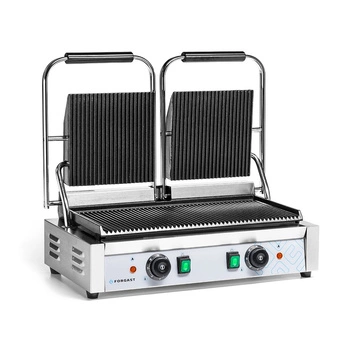 Dvojitý kontaktný gril, ryhované platne, 3.6 kW | FORGAST FG09202