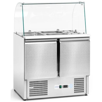 Chladiaci stôl 2-dverový šalátový 257 l, so skleneným nadstavcom | FORGAST FG07101