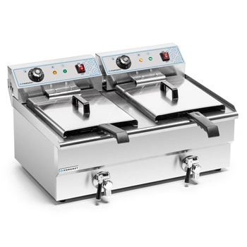 Elektrická fritéza 2-komorová 2x16l s výpustným kohútikom, studená zóna, 10 kW, 230 V | FORGAST FG09016