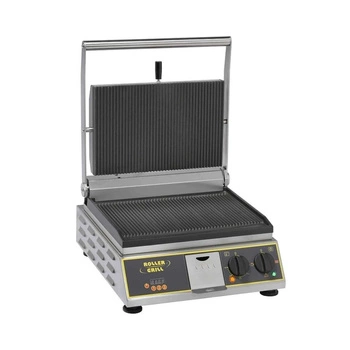 Kontaktný gril Panini s časovačom, vrúbkované platne, 36x24 cm, 230 V | ROLLER GRILL PREMIUM