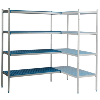 Rohová skriňa 4 police hlboké 40 cm 1PD-44+4P-64+8UM | ALUSHELF 40316