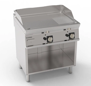 Plynová 1/3 drážkovaná grilovacia doska na otvorenom podstavci 74,8x56,4 cm | TECNOINOX 713046