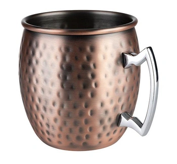 Pohár na MOSCOW MULE, sada 2 kusov, tepaná starožitná meď, priemer 9 cm, 500 ml | APS 93367