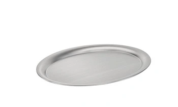 Oválna tácka KAFFEEHAUS, leštená, matná, z nehrdzavejúcej ocele, 29x22x0.5 cm | APS 30113
