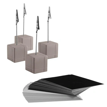 Stojan na karty, sada – 4 stojany a 30 kariet na popis, 3x3x12 cm | APS 71494