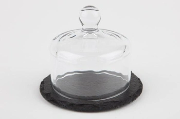 Bridlica z prírodného kameňa so skleneným poklopom, MORRA, priemer 10,5 cm | APS 984